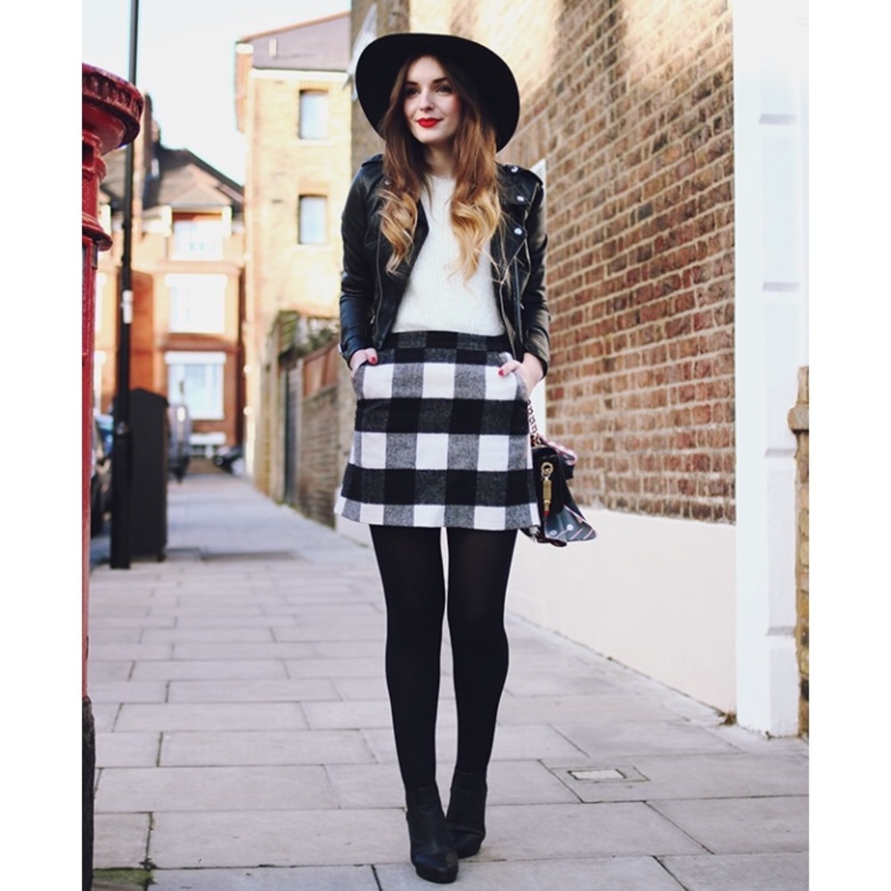 Wool Check Skirt, Topshop